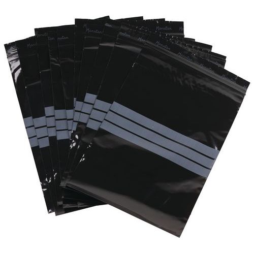 Sachets Zip - Noir à Bandes Blanches 150x100
