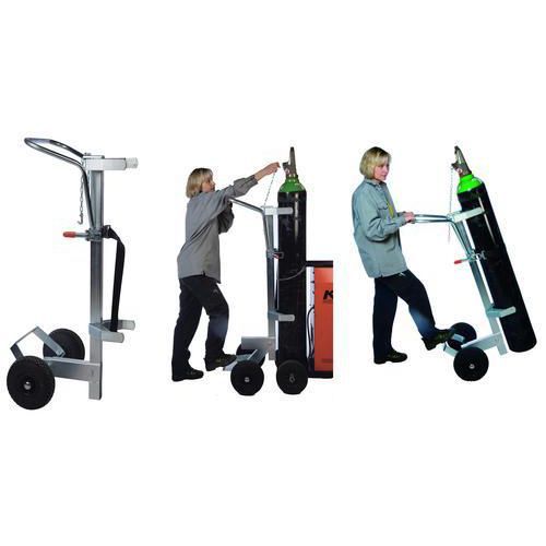 Kongamek - Diable ergonomique pour bouteilles de gaz - Charge 80 kg - Roues pneumatiques 260 mm - Acier électro-galvanisé