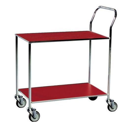 Kongamek - Chariot à plateaux avec poignée haute - 2 plateaux rouges - Acier galvanisé - 150 kg