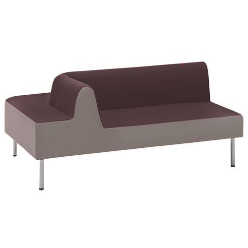 Méridienne Duo Droite Ceinture Cendre Assise Et Dos Prune