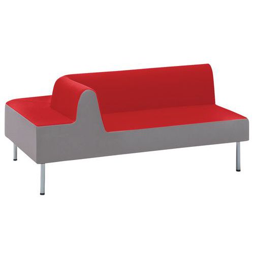 Méridienne Duo Droite Ceinture Cendre Assise Et Dos Tomate