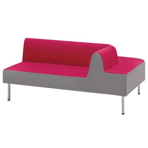 Méridienne Duo Gauche Ceinture Cendre Assise Et Dos Fuchsia