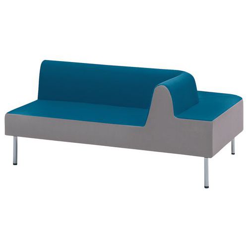 Méridienne Duo Gauche Ceinture Cendre Assise Et Dos Pétrole