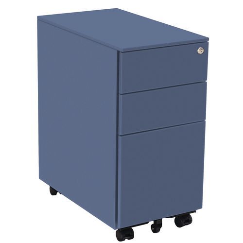 Caisson Mobile Slim Ds à Roulettes 3 Tiroirs Bleu 5014