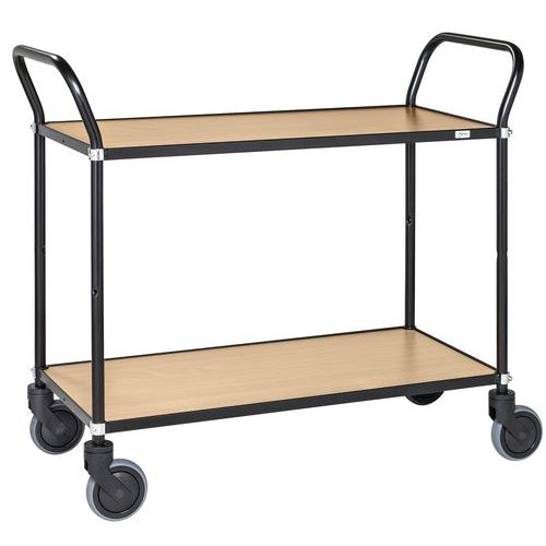 Chariot De Service Avec Tablettes - Cadre Noir - Km8112-bjb