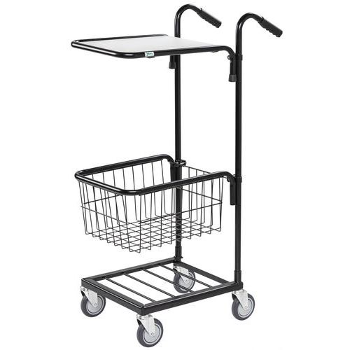 Mini-chariot Noir 1 Tablette Et 1 Panier - 4 Roues Pivotantes