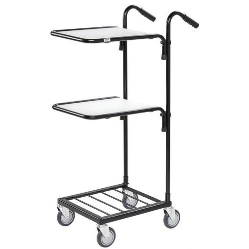 Mini-chariot Noir - 2 Plateaux - 4 Roues Pivotantes