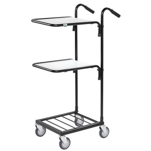 Mini-chariot Noir - 2 Plateaux - 4 Roues Pivotantes 2 Avec Freins