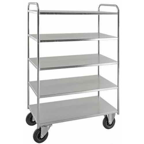 Chariot De Transport Avec 5 Tablettes 2 Roues Pivotantes