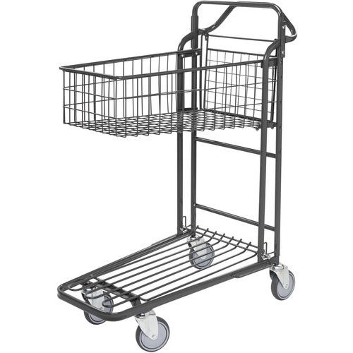 Chariot à Plateaux Avec Panier 980x530 Galvanisé-km4202kd-dg