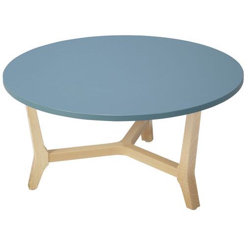 Table Basse Zélos Ã˜ 80 Cm 1 Plateau Hêtre/bleu