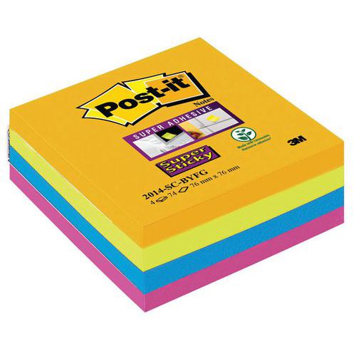 3m 1 Cube Super Sticky Post-itÂ® 4 Couleurs 3M