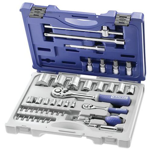 Coffret De Douilles Et Accessoires 1/4 - 1/2 - 44 Pièces / E034855