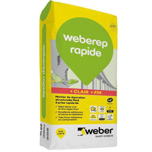 Weber Saint Gobain - Mortier de réparation rapide Weberep - 25kg Poudre - Séchage 24h