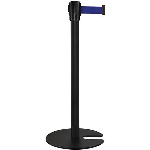 Poteau Noir Sangle Bleu 5m Base Emboîtable Noir