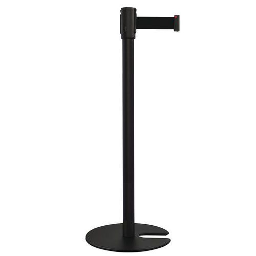 Poteau Noir Sangle Noir 2m Base Emboîtable Noir