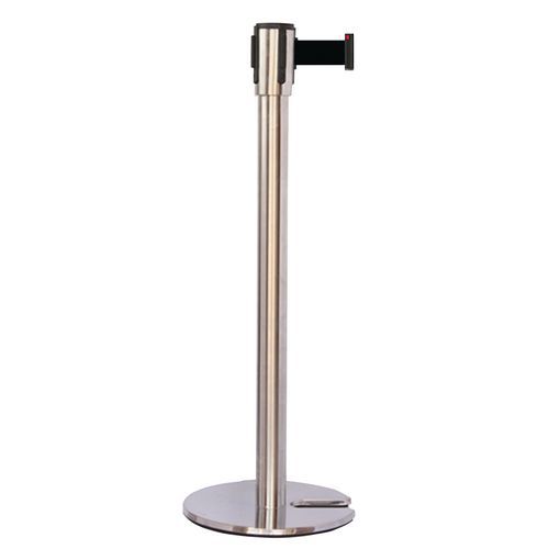 Poteau Chromé Sangle Noir 5m Base Emboîtable Chromé