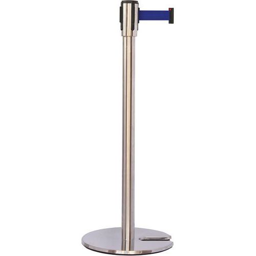 Poteau Chromé Sangle Bleu 2m Base Emboîtable Chromé