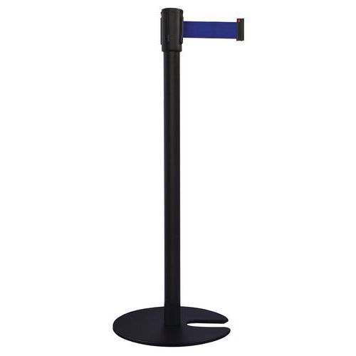 Poteau Noir Sangle Bleu 2m Base Emboîtable Noir