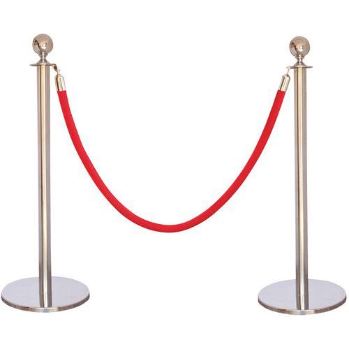 Poteau Chromé Avec Corde Rouge