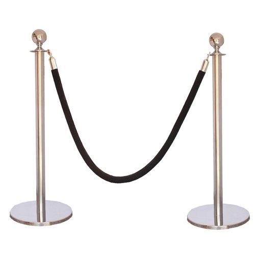 Poteau Chromé Avec Corde Noire