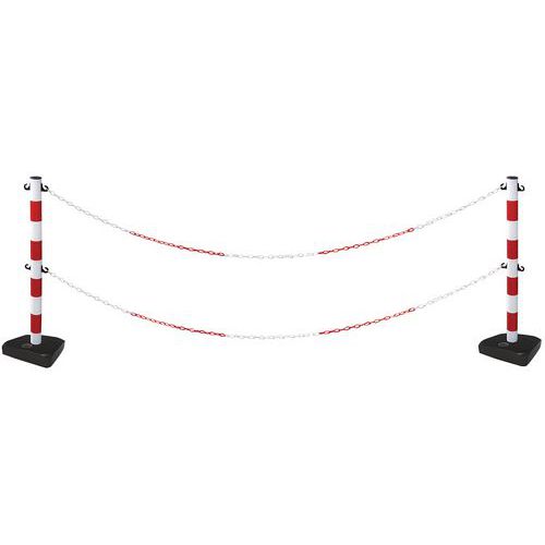 Set De 2 Poteaux Rouge / Blanc + 2 Socles + 2 Chaînes De 12m