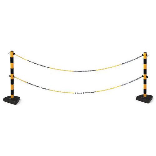 Set De 2 Poteaux Jaune / Noir + 2 Socles + 2 Chaînes De 12m