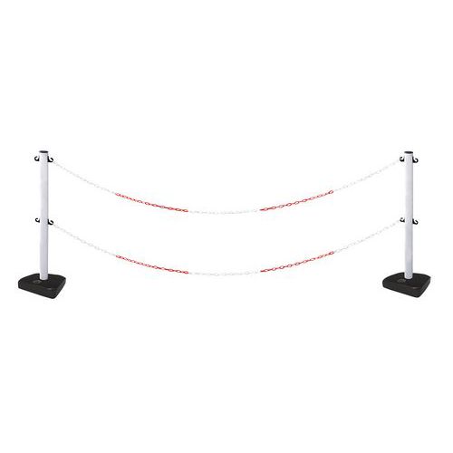Set De 2 Poteaux Blanc + 2 Socles + 2 Chaînes De 12m