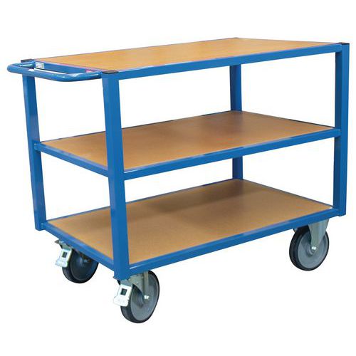 Fimm - Servante d'atelier 3 plateaux bois - 500 kg - 1000x700 mm - Robuste et pratique