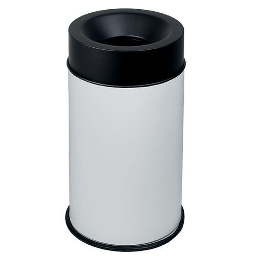 Corbeille Blanc Anti-feu Avec Couvercle Noir 50l