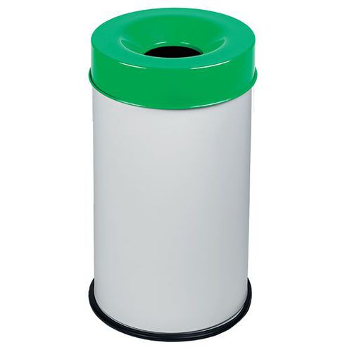 Corbeille Blanc Anti-feu Avec Couvercle Vert 50l