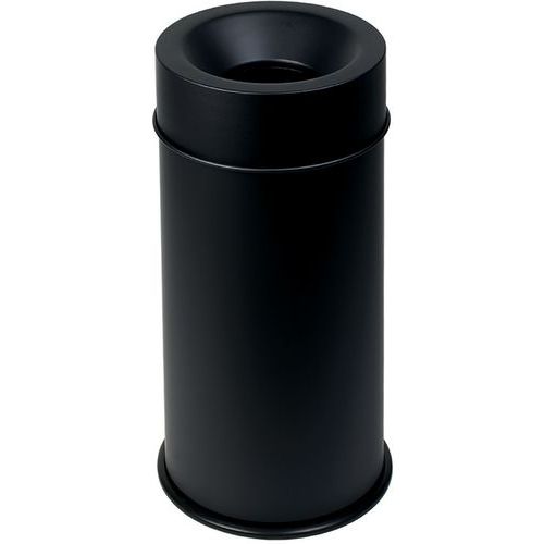Corbeille Noir Anti-feu Avec Couvercle Noir 90l