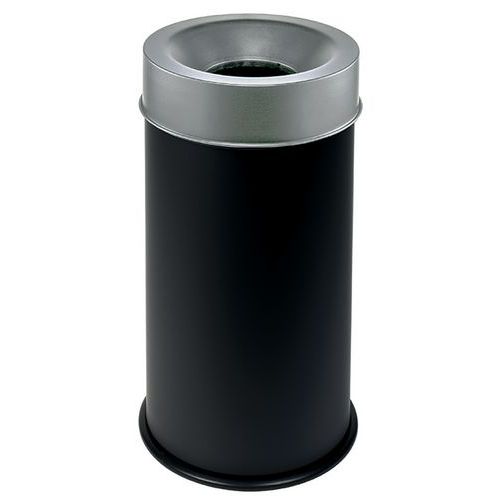 Corbeille Noir Anti-feu Avec Couvercle Gris 90l