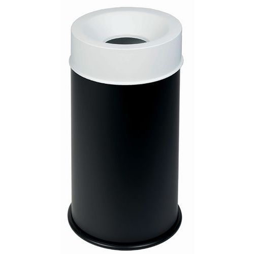 Corbeille Noir Anti-feu Avec Couvercle Blanc 90l