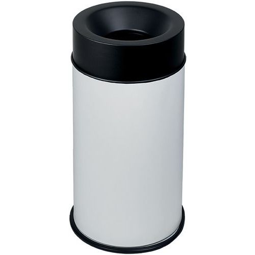 Corbeille Blanc Anti-feu Avec Couvercle Noir 90l