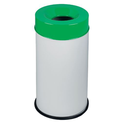 Corbeille Blanc Anti-feu Avec Couvercle Vert 90l