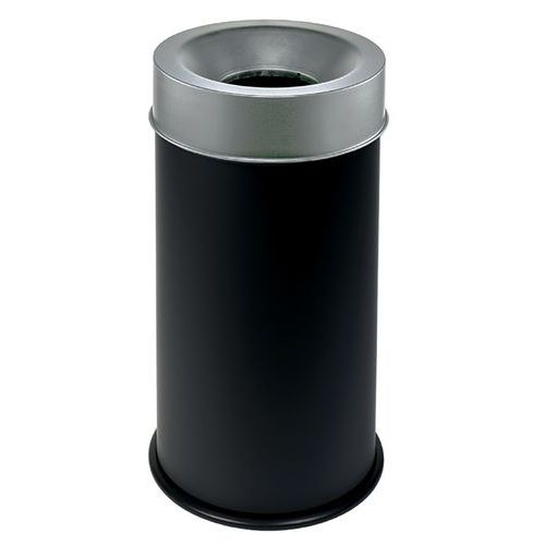 Corbeille Noir Anti-feu Avec Couvercle Gris 50l