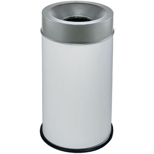 Corbeille Blanc Anti-feu Avec Couvercle Gris 90l