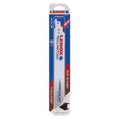 Lenox - Lames Sabre Lazer Powerblast 229mm 10 Dents/Pouce - Pour Métaux Épais - Lot de 5