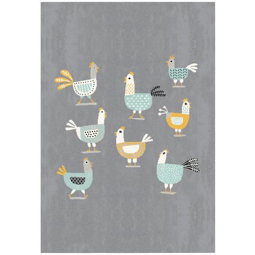Tapis Poules 120x170 Cm - Gris Foncé
