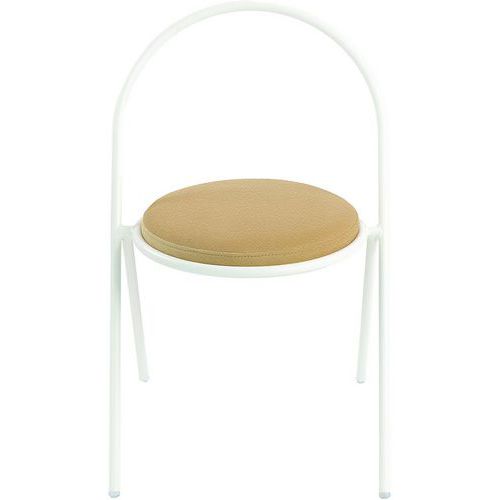 Chaise Galette Simili-cuir Saturne Lot De 2 - Blanc - Ivoire