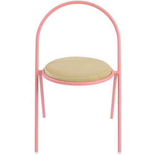 Chaise Galette Simili-cuir Saturne Lot De 2 - Rose - Ivoire