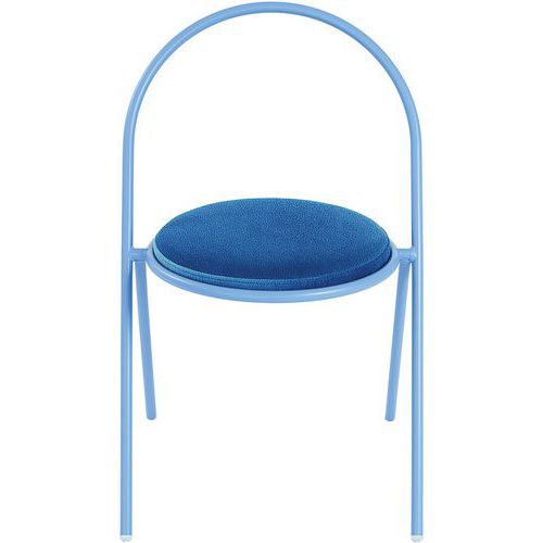 Chaise Galette Simili-cuir Saturne - Lot De 2 - Bleu - Bleu