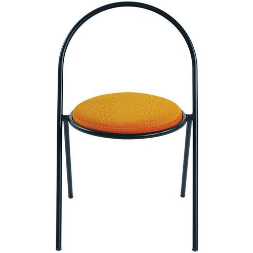 Chaise Galette Simili-cuir Saturne Lot De 2 - Noir - Safran