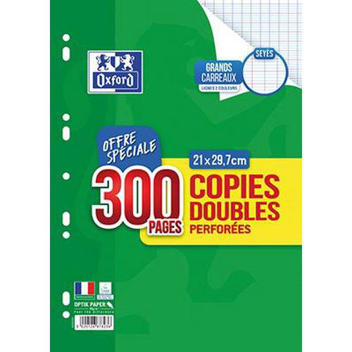 Copies doubles 200 pages seyes 90g A4 perforées + 100 pages offertes (Etui de 50) thumbnail image 1