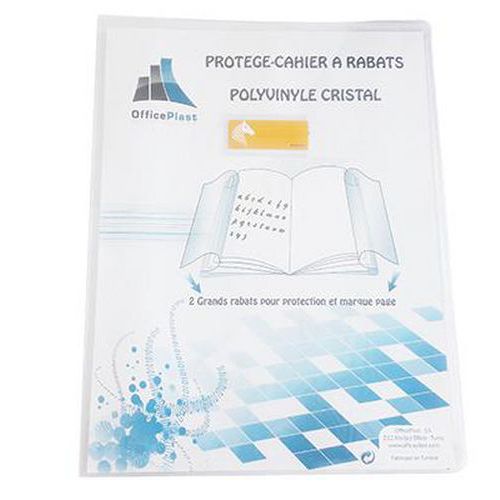 Protège-cahier A4 plastique 2 grands rabats cristal transparent épaisseur: 16/100e - Incolore thumbnail image 1