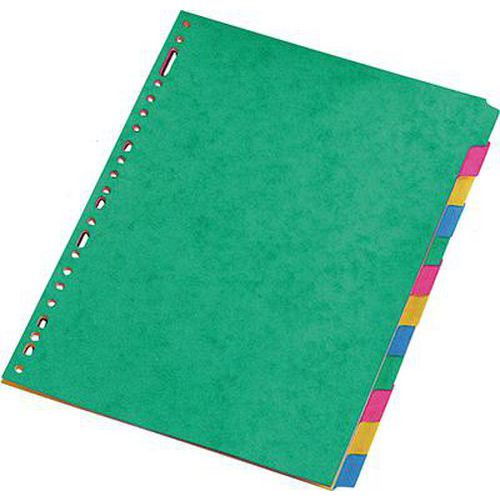Jeu 12 Intercalaires Carte Lustrée A4 Couleurs Assorties