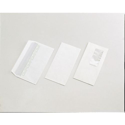 Enveloppe blanche autocollante. 80g 110x220 mm à fenêtre (Boîte de 500) thumbnail image 1