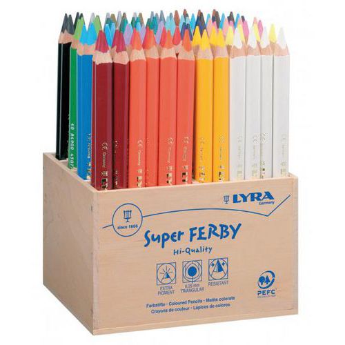 Présentoir 96 crayons super Ferby assortis 24 couleurs 18cm Ø mine 6,25 mm Lyra thumbnail image 1