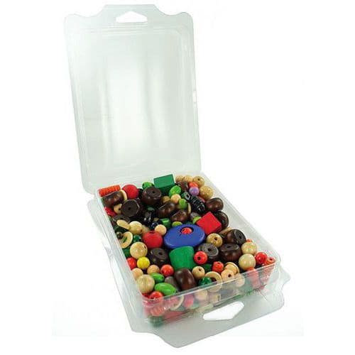 Boîte 200 g perles bois, formes et couleurs assorties thumbnail image 1